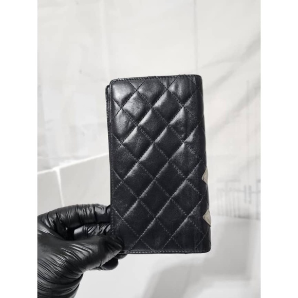 Authentic Chanel Quilted Leather Cambon Ligne Yen Long Wallet Black - Picture 3 of 9